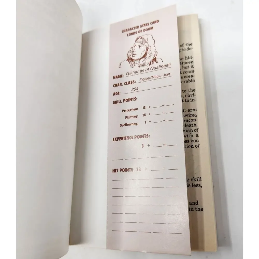 Lords of Doom AD&D TSR Dragonlance Adventure Gamebook #10 - 1st ed W Stat Card